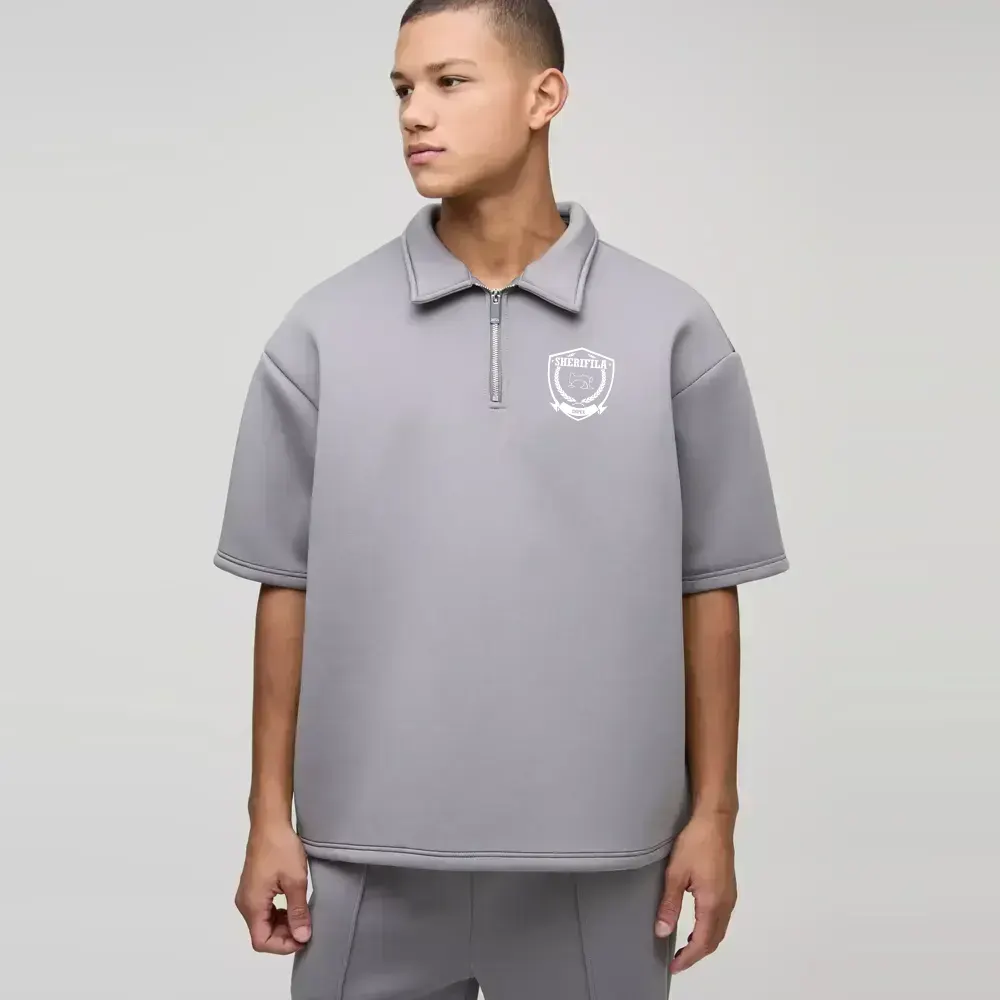 Oversized Short Sleeve Bonded Scuba Polo