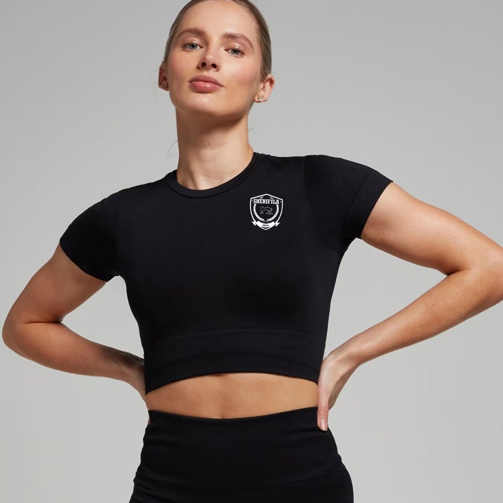 Women’s Tempo Seamless Crop Top – Black